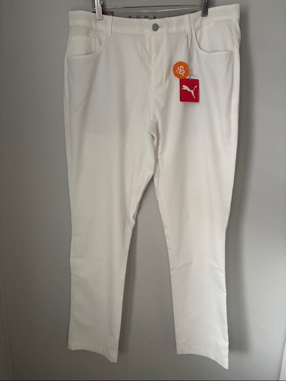 Puma Jackpot White 5 Pocket Pant 36x34 NWT Goof UPF 50+
